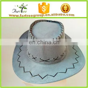High Quality Wide Brim Leather Cowboy Hats Blanks for Men thumbnail-5