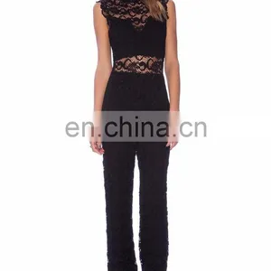 Black Sleeveless Sexy Lace Jumpsuits thumbnail-2