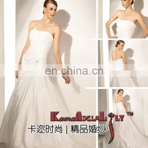 EB507 Ivory Wedding Dress Simple but Elegant Exquisite Ruffles Bridal Dress Strapless Taffeta Material Wedding Gowns thumbnail-1