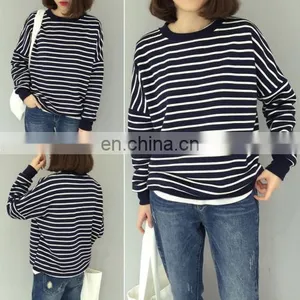 China Supplier Custom Fashion Student Girl Striped Loose Casual Shirt Autumn Blouse Tops thumbnail-1