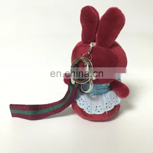Burgundy Plush Soft Stuffed Rabbit Animal Custom Gift Keychain Toy thumbnail-3
