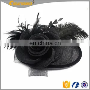 Womens Feather Mesh Net Sinamay Fascinator Hat Based Fascinator With Hair Clip Sinamay Hat Tea Party Derby thumbnail-2