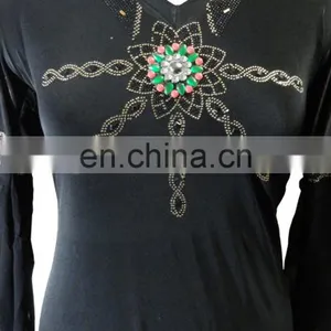 Women African Style Abaya / Latest Black And Golden Diamond Stone Work Embroidery Burkha/ Latest New York Fashion (dubai Abaya) thumbnail-2