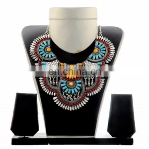 Indian Fashion Costume Banjara Necklace-Vinatg Tribal Costume Necklace Set thumbnail-1