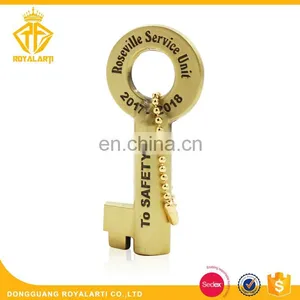 3D Gold Zinc Alloy Safety Keychain for Service Unit thumbnail-1