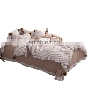100 Washed Cotton Baby Bedding Sets With Fuzzy Ball For Hotel or Livingroom thumbnail-2