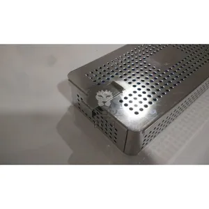 Instrument Sterilization Perforated Basket With Lid and Silicone Mats thumbnail-2