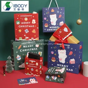 Customized White Cardboard Party and Christmas Gift Bags Laminated Bright Film Shopping Bags thumbnail-1