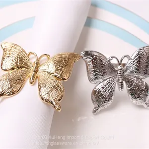 Gold Silver Plated Napkin Ring Holder With Butterfly Design thumbnail-1