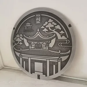 Art Deco Cast Iron and Copper Landscape Area High-quality Villa Town Square Manhole Cover Real Estate Sculpture Customization thumbnail-5