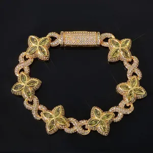 18K Gold Plated, Men's Zircon, Bracelet, Hip Hop Rock, Miami, Cuban Style, Necklace, Fashion Jewelry thumbnail-2
