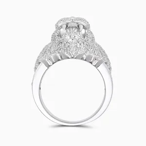 Shining Star Jewelry Real 925 Silver White Gold Cubic Zirconia Lion Head Rings For Men thumbnail-4