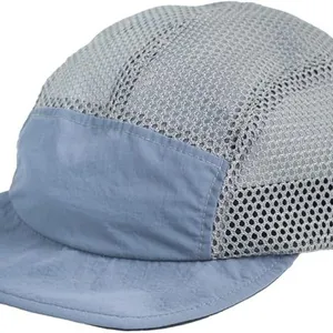 Ultra Breathable Mesh 5 Panel Short Brim Outdoor Cap Quick Dry Nylon Running Hiking Hat Custom Logo Lightweight Summer Hat Wholesale thumbnail-2