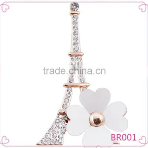Fashion New Design Rhinestone Eiffel Tower Samll Brooch for Charm Ladies Wholesale thumbnail-1