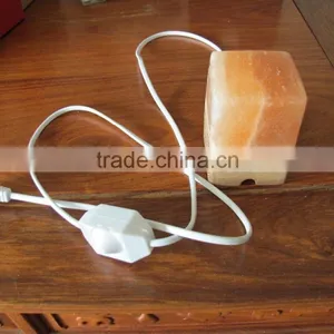Himalayan Natural Rock Salt Lamp With Oak Base thumbnail-3