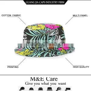 Custom Floral Print Marijuana Printed Bucket Hats thumbnail-1