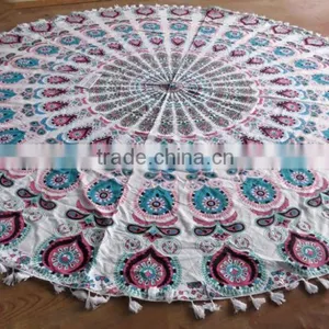Cotton Round Beach Towel Mandala Turkish Throw Roundies Table Cover thumbnail-2