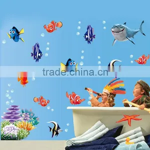 Underwater World 3d Wall Stickers Sea Fish Star Cartoon Bathroom Nursery Home Decor Pvc Wall Decals Mural 617 thumbnail-1