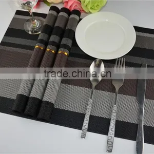 High Quality Dark Color Black With Brown PVC Strip Placemat Table Mat Home Decoration thumbnail-4