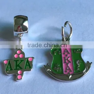in Stock! Wholesale Pink and Green AKA Logo Badge Charm Pendant for Sorority Jewelry Making 2016 thumbnail-1