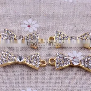 2014 Bow Crystal Rhinestone Connector Charms ! Wholesale Alloy Glitter Silver Connector for Bracelet Making!! thumbnail-1