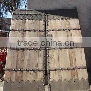Vintage Antique Shanxi Recycle Old Elm Wood Inlaid Garden Door thumbnail-2