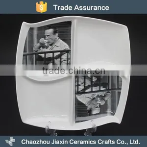 Latest Retro Decal Design Ceramic Four-part Snack Tray thumbnail-1