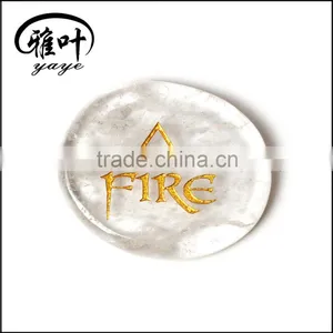Wholesale Engraved Triangle Symbol Natural Clear Quartz Palm Stone Set thumbnail-2