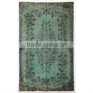 Handmade Pale Turquoise Over-dyed Rug (9 x 5 Feet) thumbnail-1