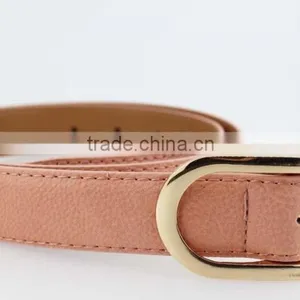 Women's Fashion Pink PU Leather New Dress Belt With Smooth Gold Buckle Belt thumbnail-4