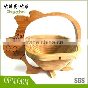 Bamboo Custom Folding Apple Basket - Stores Flat With Different Shape thumbnail-4