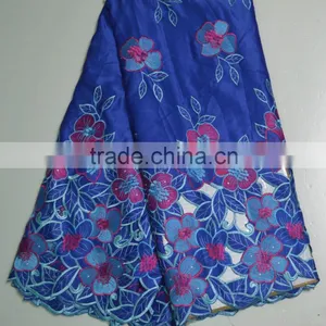 Rhinestone Embroidery Lace Fabric African Silk Lace Fabric for Girl Dress thumbnail-3