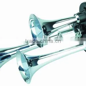 New 12/24v 135db Super Loud Chrome Triple Trumpet Air Horn Boat Bus Truck Lorry Train Motorcycle thumbnail-3