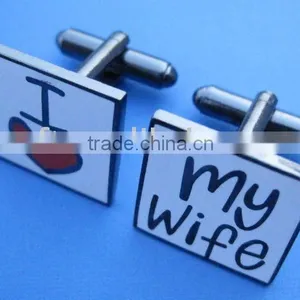 I Love my Wife Cufflink,soft Cloisonne Metal Cufflinks thumbnail-1
