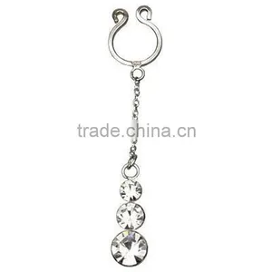 Dangle Gem Non Piercing Clip On Nipple Ring thumbnail-1