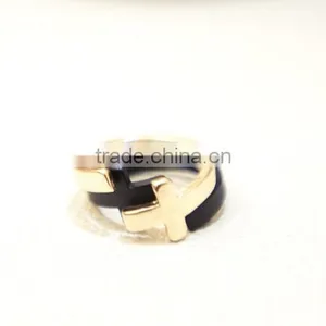 Cross Design White Gold Plated Without Stone Double Cross Adjustable Jewellery Ring Wholesale thumbnail-4