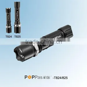 POPPAS T824 Hot Sales Zoom Led Flashlight Police Security Rechargeable Flashlight Torch thumbnail-2