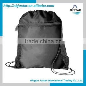 2016 Christmas Promotioanl Customized Cheap Custom Christmas Drawstring Gift Bags With Side Mesh Pocket thumbnail-3