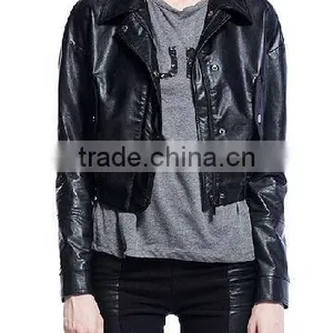 New Fashion Design Women pu Leather Jacket From China Supplier thumbnail-1