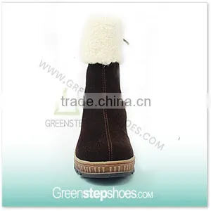 Fur Boots Chocolate Cow Suede Leather Boots Women 2015 thumbnail-3