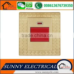 KB6 Best Sale Painting Golden Good Quality Electric Popular Wall 20A Red Switch With Neon With CE Certification thumbnail-3