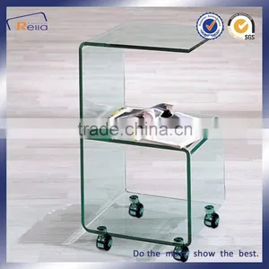 Chinese Factory Tempered Glass Acrylic Coffee Table With Wheels thumbnail-1