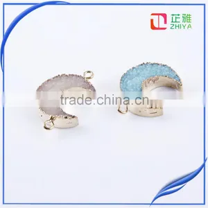 Necklace Pendant Moon Shape Druzy Stone Charms&pendants Natural Gemstone for Handmake DIY thumbnail-5