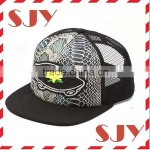 Mix-tone Floral Design Leather Patch Custom 5 Panel Golf Hat thumbnail-1