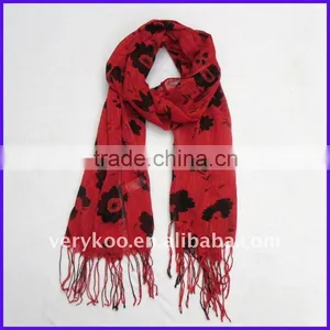 Fashion Ladies Costume Flower Printed Long Polyester Scarf / Shawl(FCH-11283-16) thumbnail-1