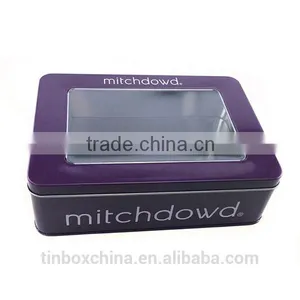 Metal Material Empty Gift Custom Rectangle Hinged Tin Window thumbnail-2
