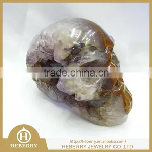 Carving Amethyst Skull With Geode in Price Sale, Amethyst for Sale Good for Art Collection thumbnail-1