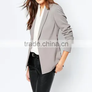 Fashion Autumn Coat Chiffon Single Breasted Smart Lady Silver Tailored Suits Blazer thumbnail-2