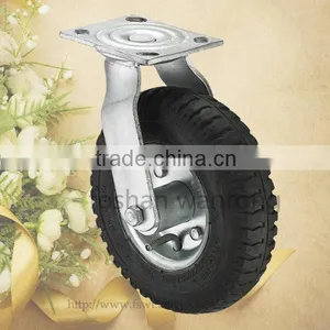 Good Quality 200mm Heavy Duty Black Rubber Pneumatic Caster Wheel thumbnail-1
