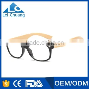 Hot Fashionable Clear Lenses Plastic Frame and Bamboo Temple Optical Reading Glasses thumbnail-1